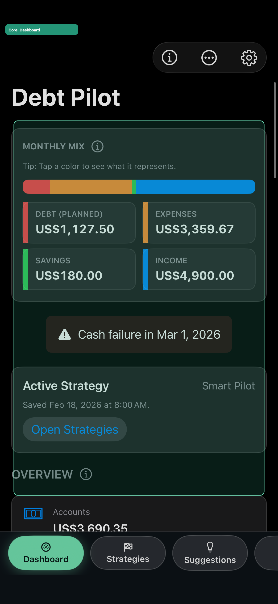 Clearflow Dashboard on iPhone
